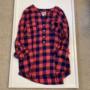 Plaid half button up Buffalo check plaid